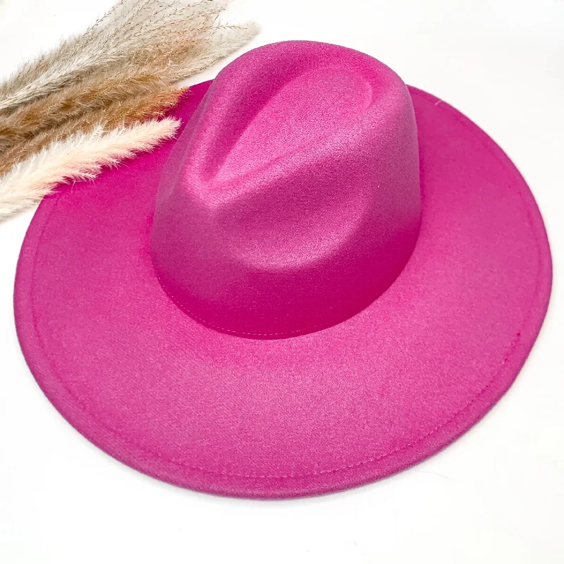 Lightweight felt hat with adjustable band fit -Plain and Southern Faux Felt Hat in Hot Pink