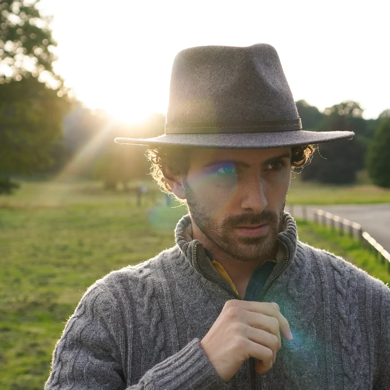 Affordable felt hat with durable wool blend -The Lawrence - Flat Brimmed Fedora Trilby Felt Hat