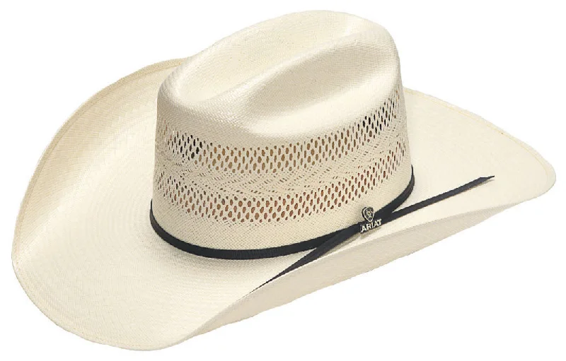 Durable straw Panama hat for men with a breathable and practical design -Ariat 20X Shantung Ivory and Tan