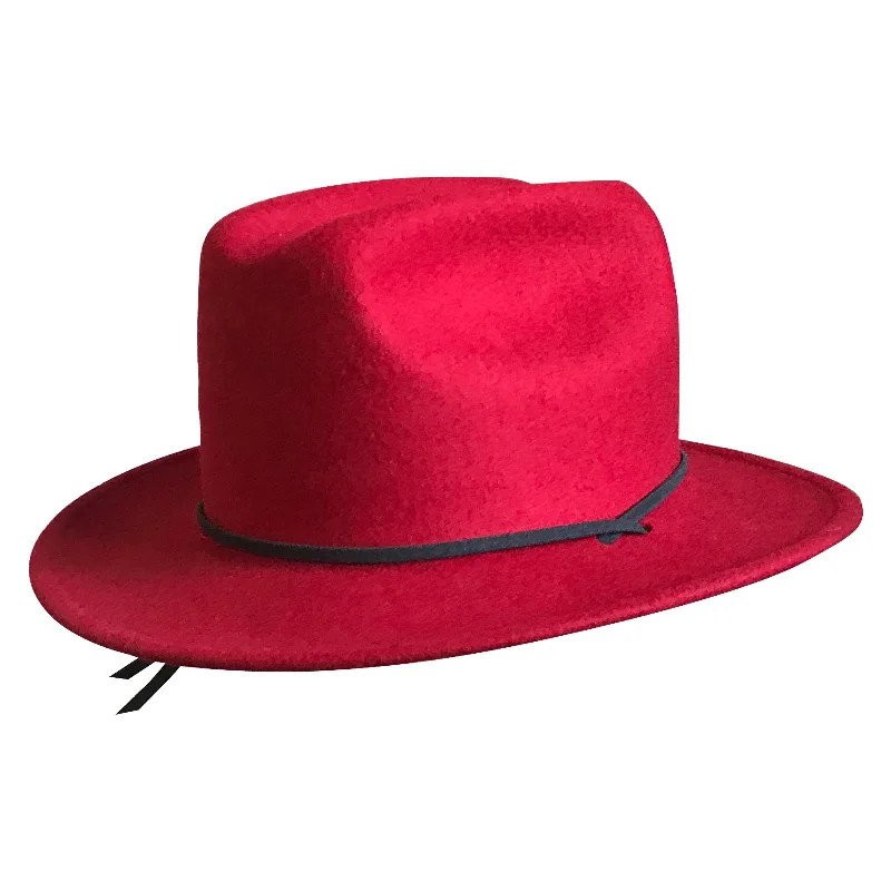 Bold wool felt hat for standout style -Kid's Red Felt Western Cowgirl Hat with Chin Strap