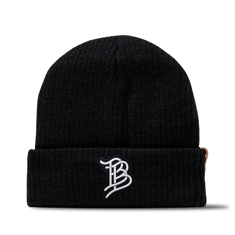 Sports team cap with bold logo front -BB Cutout PVC Essential Beanie