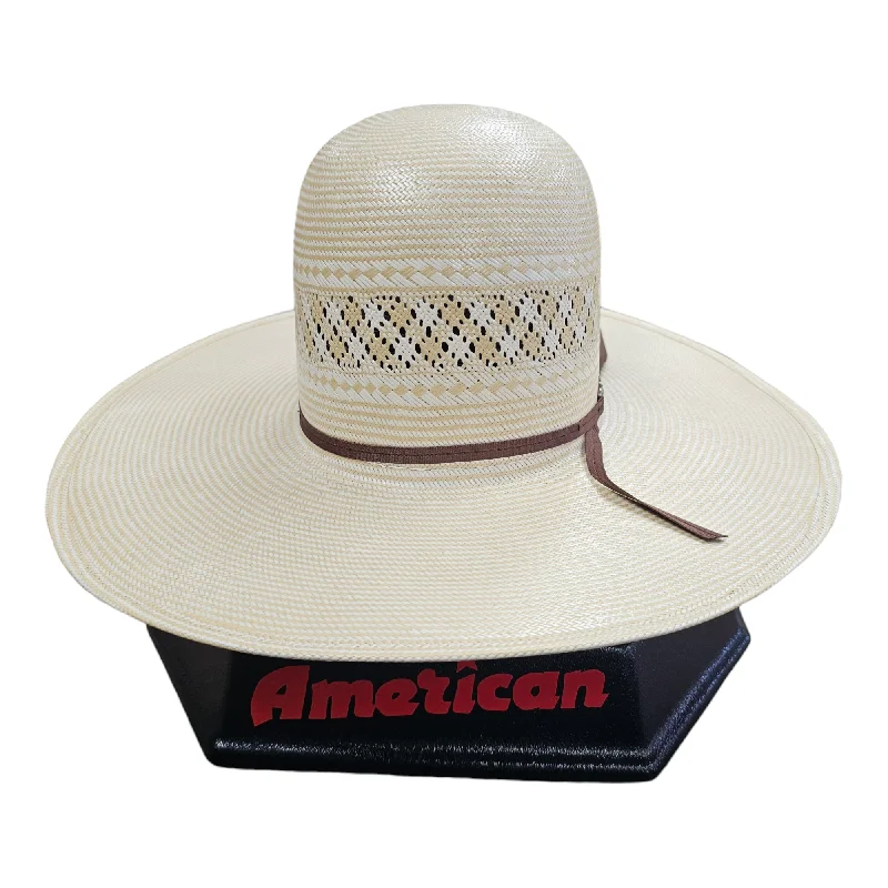 Classic straw hat for women with wide brim for sun protection -American Hat Co. Straw Hat - #1022 Open Crown