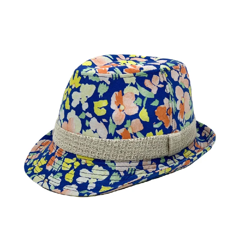 Elegant straw fedora hats for women with intricate band designs for added charm -Flower Pattern Fedora Hat Short Brim Sun Hat Classic Trilby LD61517