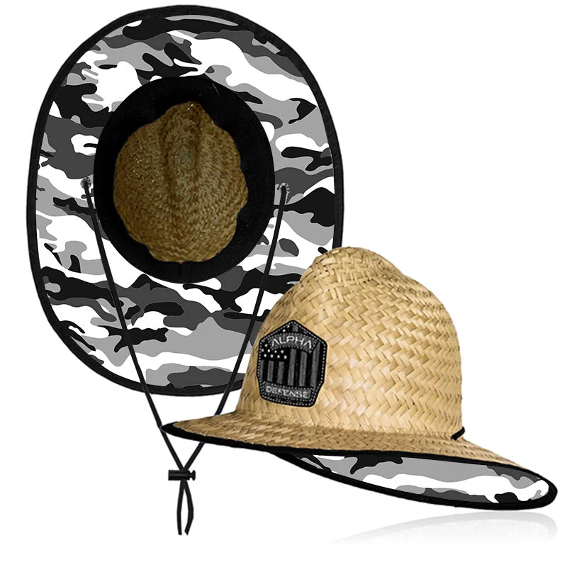 Adjustable straw beach hat for women with custom fit for comfort and sun protection -Ladder Under Brim Straw Hat | Snow Military Camo