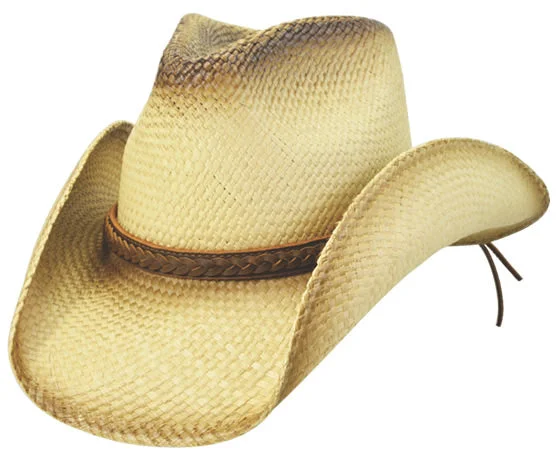 Stylish straw fedora hat for men with a sleek band design -Dallas Hats Natural/Tea Stain Shady