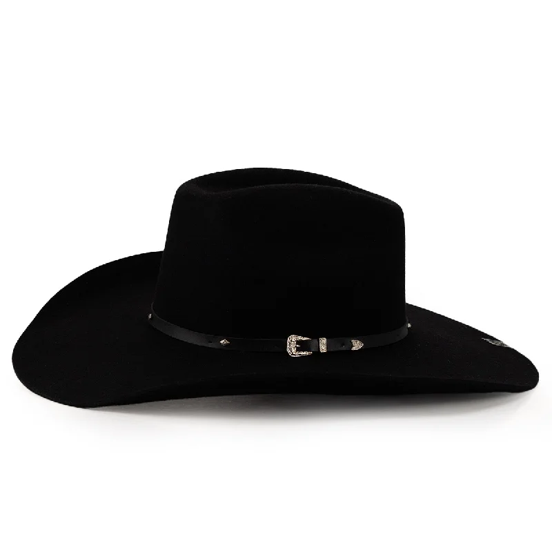 Luxury felt cowboy hats for men with high-quality craftsmanship and smooth texture -Cross Felt Black Hat