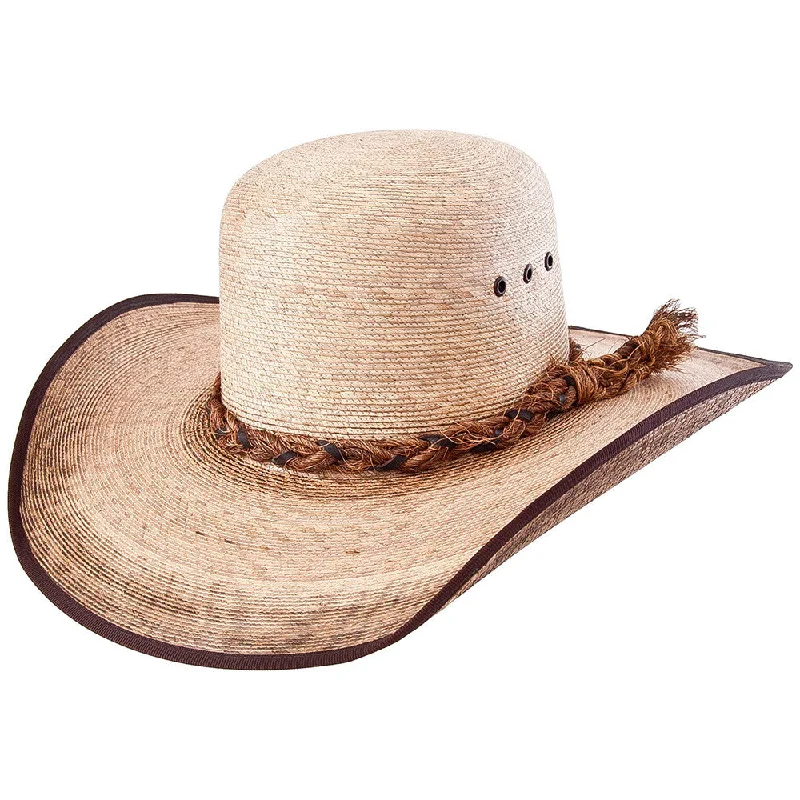 Handmade leather cowboy hats for women with floral designs for a feminine twist -Sahuayo Palm Leaf Open Crown Cowboy Hat by Stone Hats