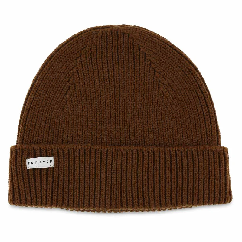 Lightweight sports cap for active workout days -Ribbed Merino Beanie / Tobacco