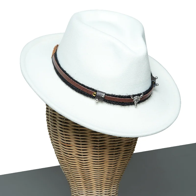 Fedora hats for men with embroidered logos for a stylish, personalized look -Chokore American Cowhead Fedora Hat (White)